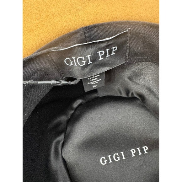 Gigi Pip Raine Wide Brim Felt Fedora Hat Camel Tan Buckle Detail M/L 59 NWT - Picture 5 of 7
